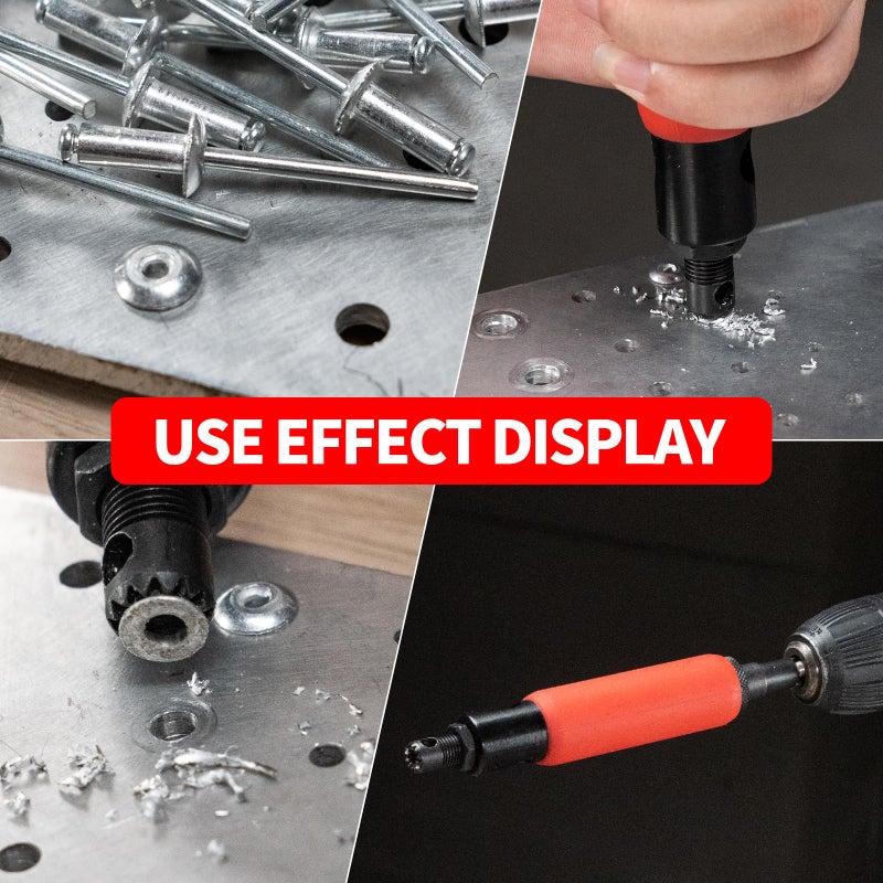 EROSHAK Rivet Removal Tool,POP Rivet Drill Remover,Electric Drill Adapter Rivets Puller for 1/8", 5/32", 3/16", 7/32" and 1/4" - Image 3