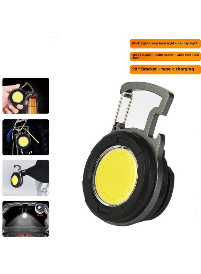 Cross-border New Keychain Light Type-C Rechargeable Red White Light Multi-function Clip Cap Light Overhaul COB Work Light