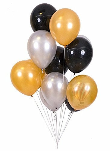 Hk Balloons Metallic Black, Gold & Silver (Pack Of 50) Birthday Balloons For Decoration - Image 5