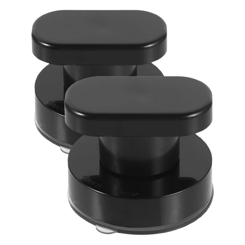4 pcs Powerful Cup: Glass Mirror Door Handle Bathroom Wall Armrest Bathtub Shower Handle Kitchen Refrigerator Drawer Cabinet Knob Black - Image 2