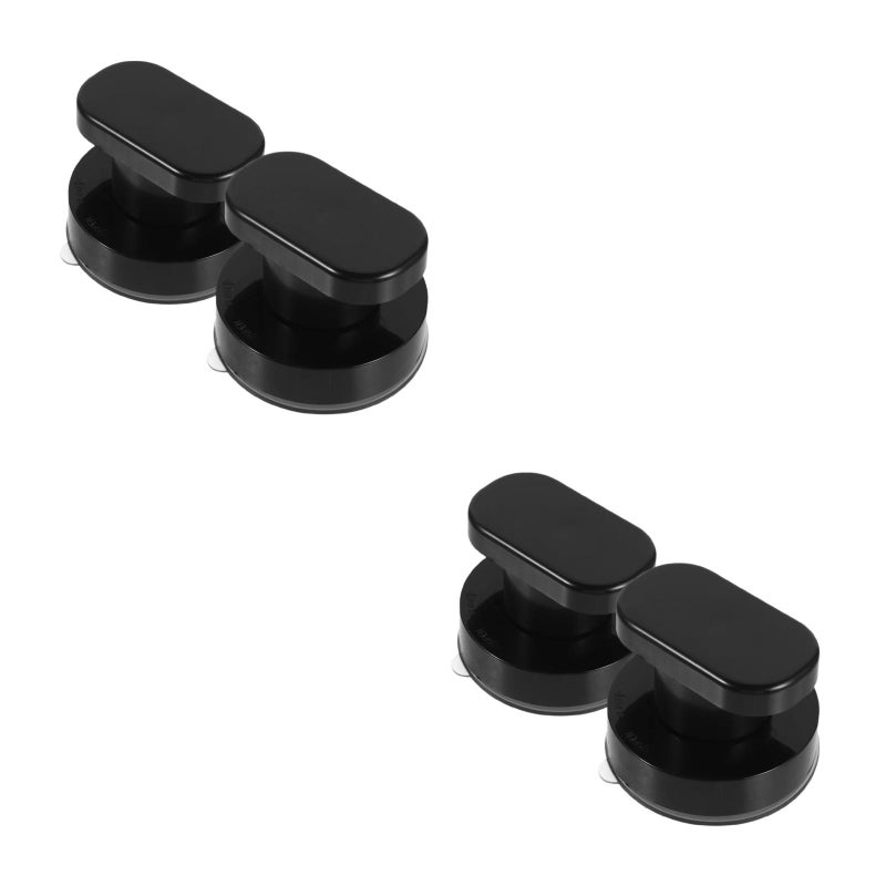 4 pcs Powerful Cup: Glass Mirror Door Handle Bathroom Wall Armrest Bathtub Shower Handle Kitchen Refrigerator Drawer Cabinet Knob Black - Image 1