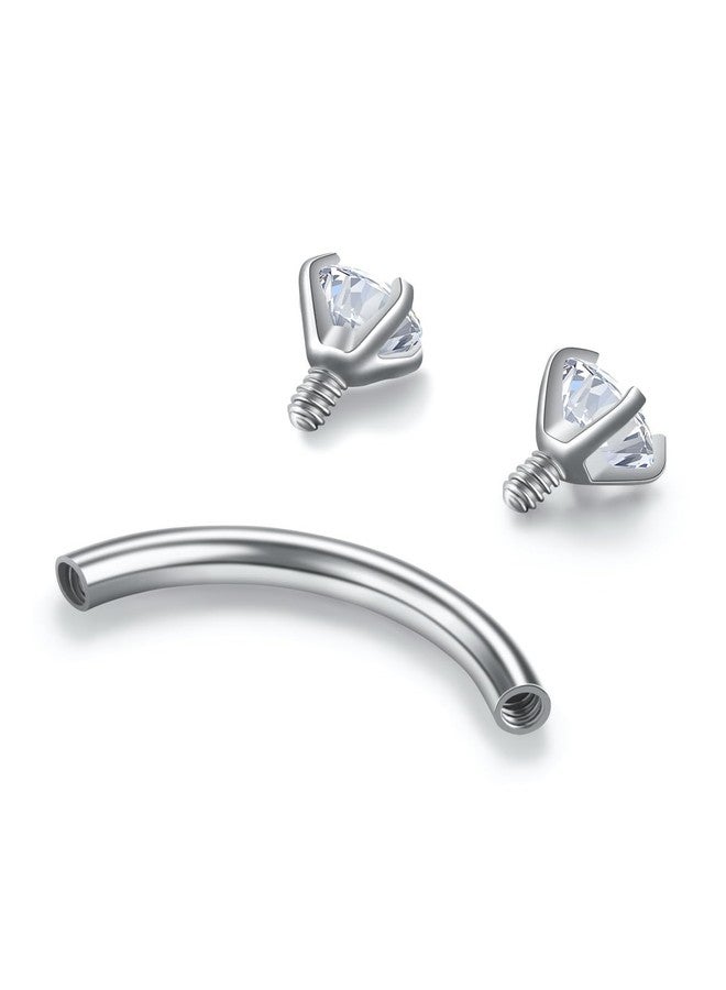 PiercingJ 16G 6-10MM Stainless Steel Cubic Zirconia Internally Thread Curved Barbell Eyebrow Vertical Labret Lip Bars Piercing Jewelry with Replacement Balls - Image 2