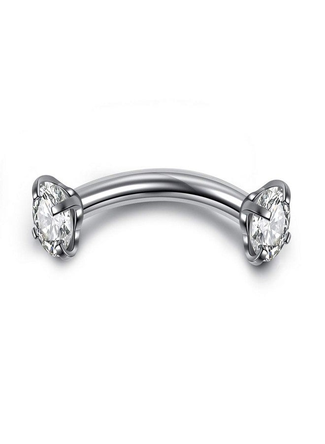 PiercingJ 16G 6-10MM Stainless Steel Cubic Zirconia Internally Thread Curved Barbell Eyebrow Vertical Labret Lip Bars Piercing Jewelry with Replacement Balls - Image 3