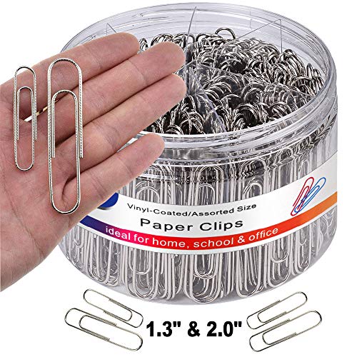 Vinaco Paper Clips Non Skid, 500PCS Medium and Jumbo Paper Clips (1.3 inch & 2.0 inch), Durable & Rustproof, Coated Paperclip Great for Office School and Personal Use - Image 3