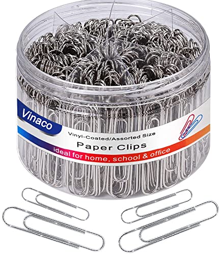 Vinaco Paper Clips Non Skid, 500PCS Medium and Jumbo Paper Clips (1.3 inch & 2.0 inch), Durable & Rustproof, Coated Paperclip Great for Office School and Personal Use - Image 1