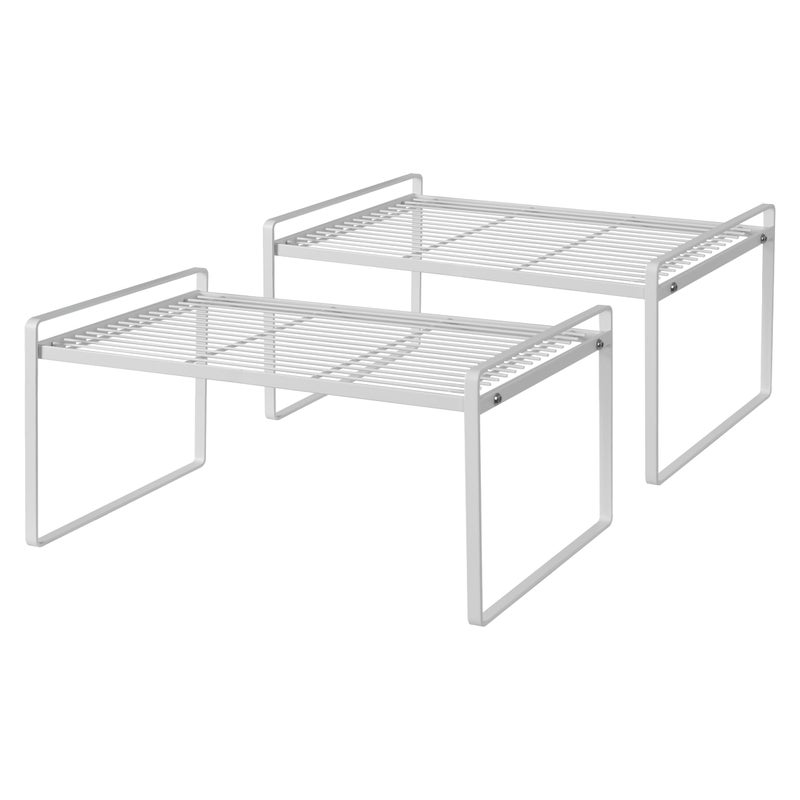 Shantton 2Pack Kitchen Cabinet Shelf Counter Organizer Rack Pantry Storage Bathroom Bedroom Office Table Desk Space Saving Stackable Rust Resistant Non Slip White Wide L161in W106in H73in
