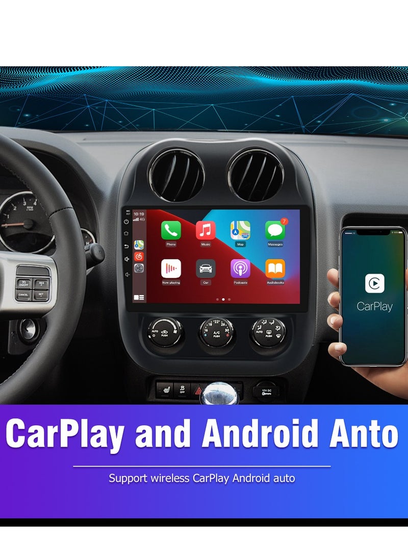 Junsun Android 12 Car Radio Stereo for Jeep Compass Patriot 2010 2011 2012 2013 2014 2015 2016, 10 inch CarPlay Android Auto  - Image 2
