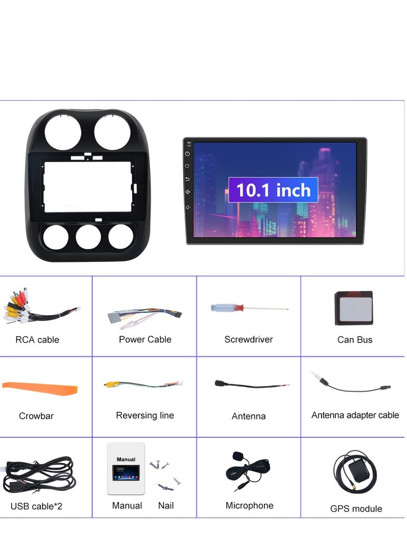 Junsun Android 12 Car Radio Stereo for Jeep Compass Patriot 2010 2011 2012 2013 2014 2015 2016, 10 inch CarPlay Android Auto  - Image 4