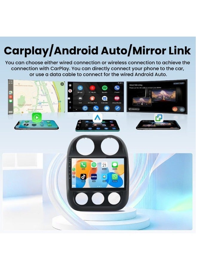 Junsun Android 12 Car Radio Stereo for Jeep Compass Patriot 2010 2011 2012 2013 2014 2015 2016, 10 inch CarPlay Android Auto - Image 1