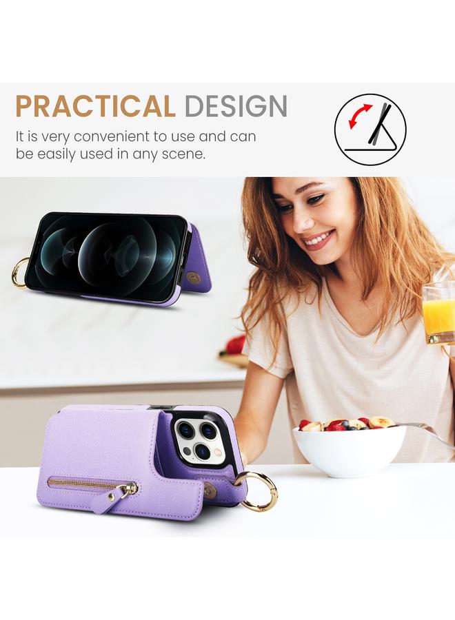 S-TOP Case For iPhone 12 Pro Litchi Texture Zipper Double Buckle Card Bag Phone Case - Image 4