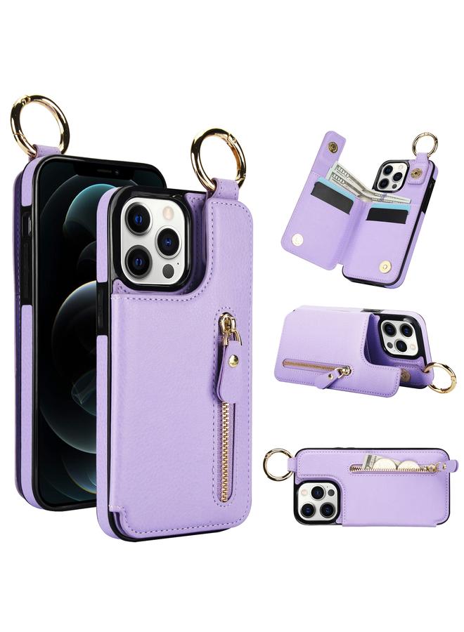 S-TOP Case For iPhone 12 Pro Litchi Texture Zipper Double Buckle Card Bag Phone Case - Image 1