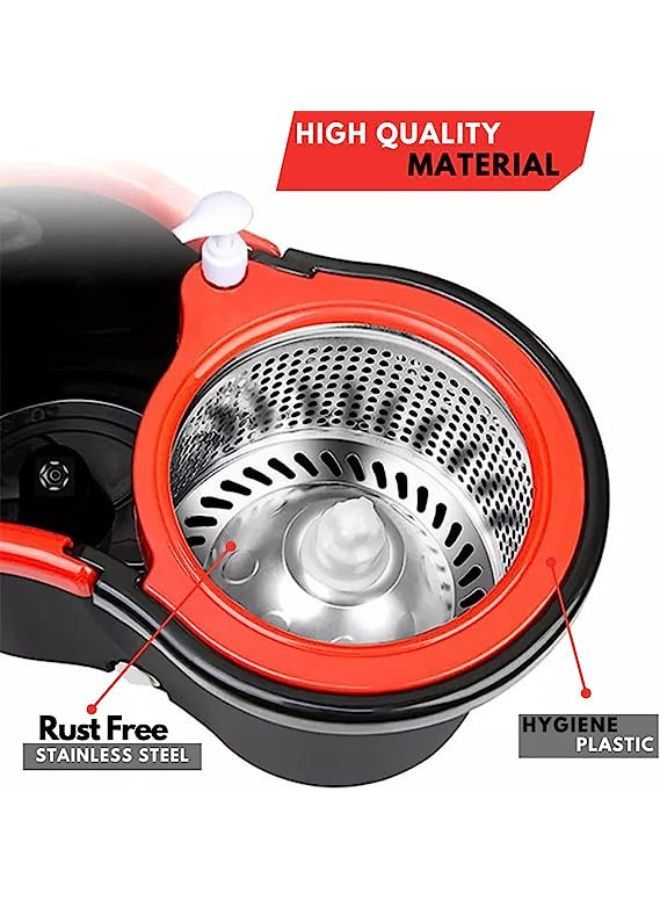 Effortless Cleaning Mop and Bucket Set, Microfiber Spin Mop and Bucket Set, Mop and Bucket Kit for a Deep Clean with Two Refills, RED and BLACK - Image 2