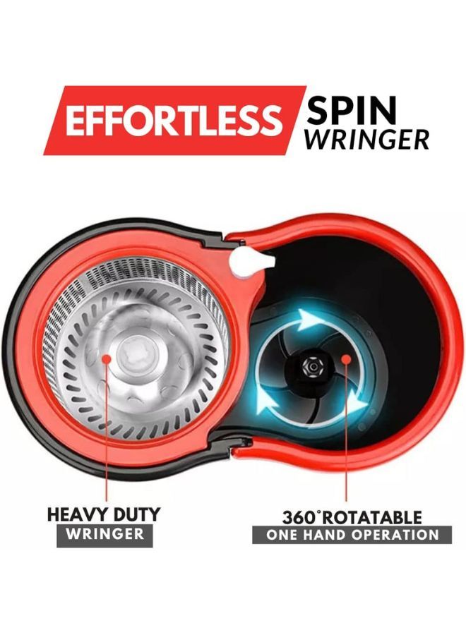 Effortless Cleaning Mop and Bucket Set, Microfiber Spin Mop and Bucket Set, Mop and Bucket Kit for a Deep Clean with Two Refills, RED and BLACK - Image 5