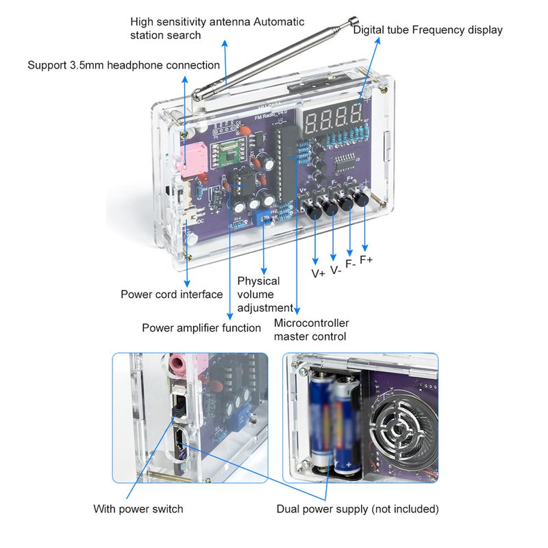 Radio Assembly Kit Frequency Modulation Circuit Board Microcontroller DIY Electronic Production Soldering Practice Bulk Parts - Image 2