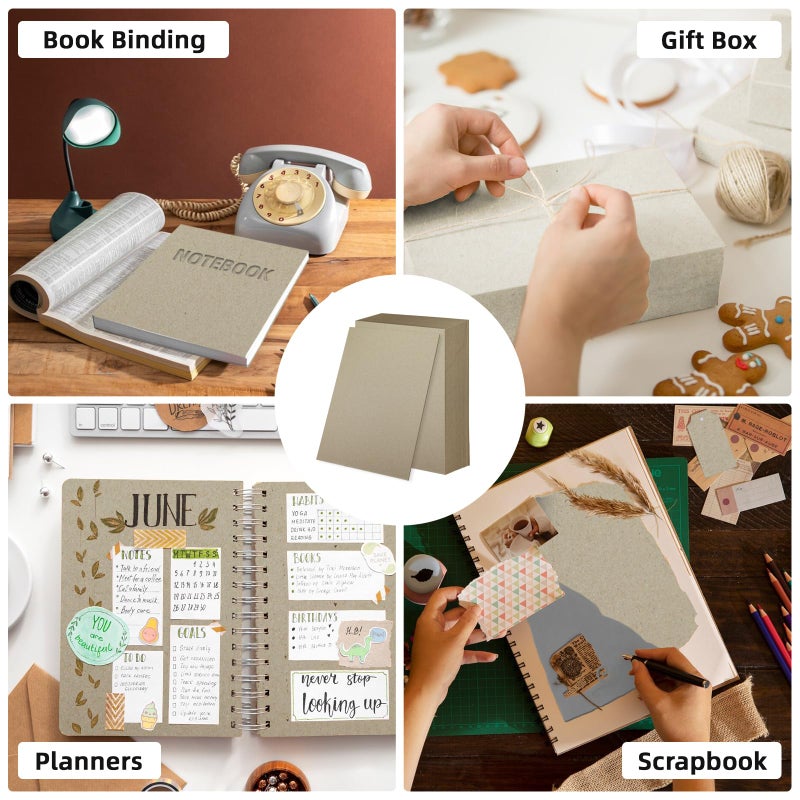 gocreate 25 Sheets 12.5x10" Book Board 2 mm 80 PT for Book Binding Thick Grey Board for Bookbinding,Box Making. Chip Board for Supporting Back Board Sheet - Image 4