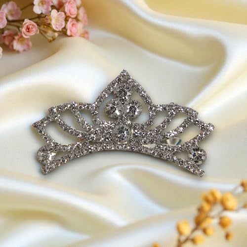 ACCESSHER Silver Plated Crystal Tiara for Girls & Women | Bridal Crown for Wedding, Birthday, Prom and Special Ocassion | Princess Look Headband | Tiara For Women & Girls (Design 9) - Image 3