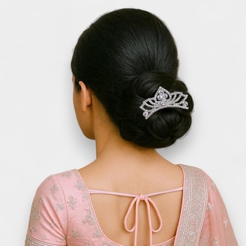 ACCESSHER Silver Plated Crystal Tiara for Girls & Women | Bridal Crown for Wedding, Birthday, Prom and Special Ocassion | Princess Look Headband | Tiara For Women & Girls (Design 9) - Image 2