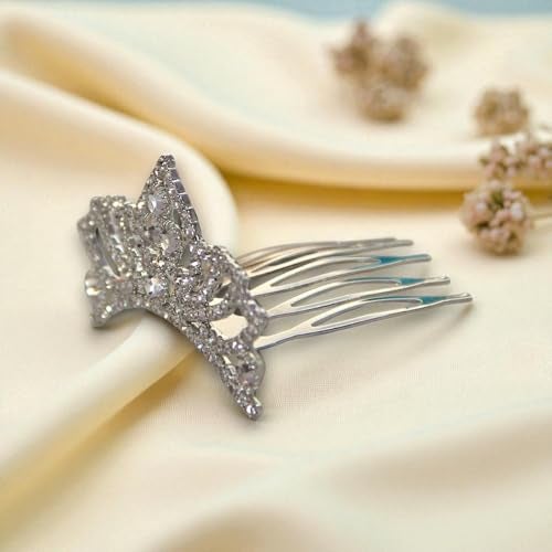 ACCESSHER Silver Plated Crystal Tiara for Girls & Women | Bridal Crown for Wedding, Birthday, Prom and Special Ocassion | Princess Look Headband | Tiara For Women & Girls (Design 9) - Image 4