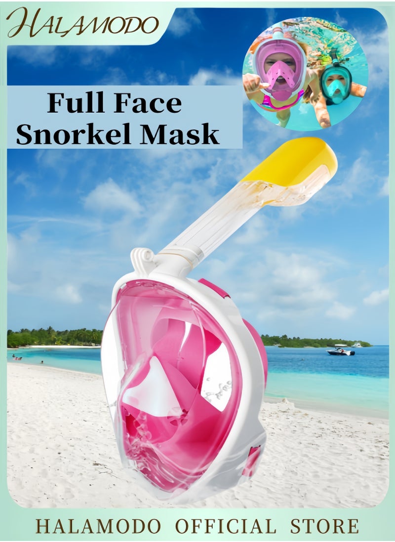 HALAMODO Full Face Snorkel Mask with Latest Dry Top Safe Breathing System Foldable 180 Degree Panoramic View Snorkeling Gear with Professional Anti-fog & Anti-leak Design for Adults  - Image 1