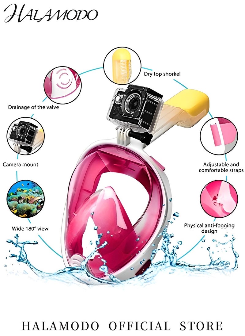HALAMODO - Full Face Snorkel Mask with Latest Dry Top Safe Breathing System Foldable 180 Degree Panoramic View Snorkeling Gear with Professional Anti-fog & Anti-leak Design for Adults - Image 1
