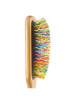 Rozia Pro Natural Bamboo Hair Brush Natural Rainbow Bamboo Paddle Hair Brush With Colorful Nylon Pins Anti Static Detangling Hair Brush For Woman Girls And Kids For All Hair Types.(Brown)  - Image 4