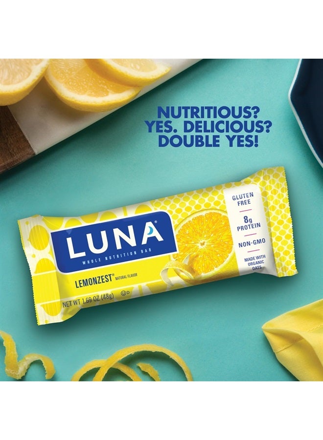 LUNA BAR LUNA Bar - LemonZest Flavor - Gluten-Free - Non-GMO - 7-9g Protein - Made with Organic Oats - Low Glycemic - Whole Nutrition Snack Bars - 1.69 oz. (12 Pack)  - Image 4