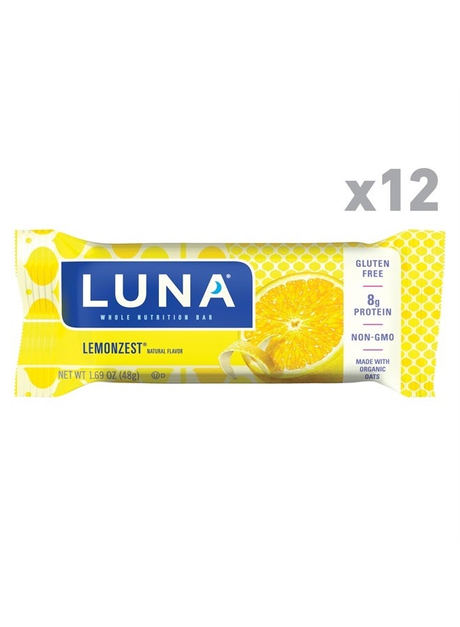 LUNA BAR LUNA Bar - LemonZest Flavor - Gluten-Free - Non-GMO - 7-9g Protein - Made with Organic Oats - Low Glycemic - Whole Nutrition Snack Bars - 1.69 oz. (12 Pack)  - Image 2