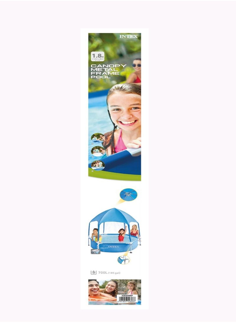 INTEX Canopy Metal Frame Pool - 1.83m x 38cm Sun-Shaded Water Play for Kids  - Image 4