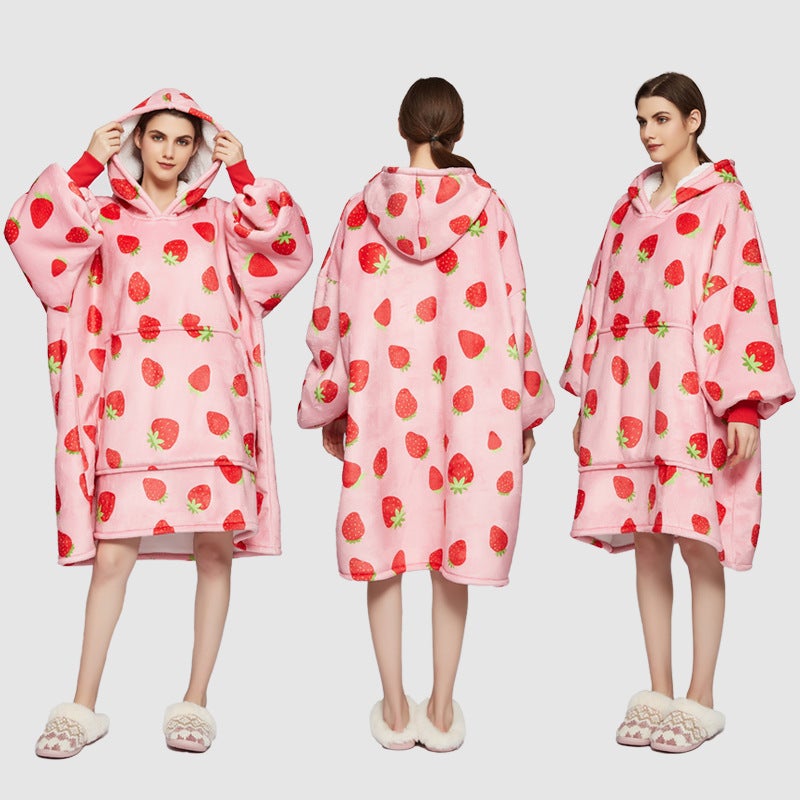 Home Lazy Blanket Large Size Couple Hooded Sweatshirt Blanket Office Nap Flannel Blanket - Image 5