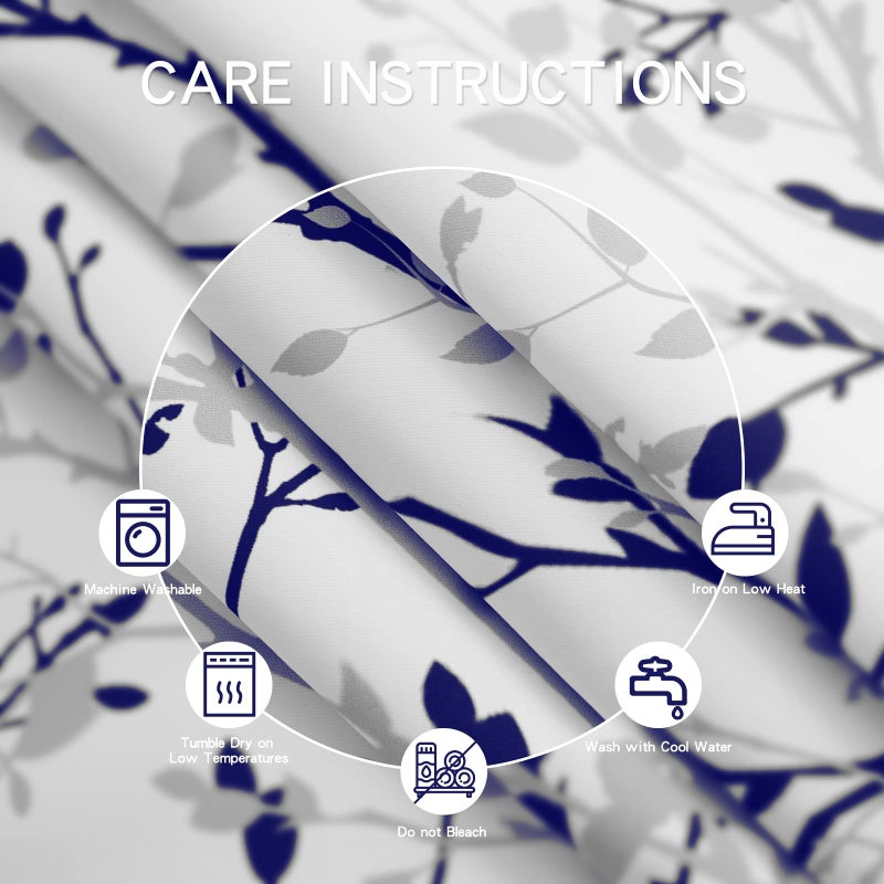 Luvyohmee Tree Branch Printed Curtain Valance  18 inches long Window Treatment Valance  Navy Blue and Grey Window Valances for Kitchen  Bathroom  Dining Room  Bedroom and Kids room 1 Panel - Image 5