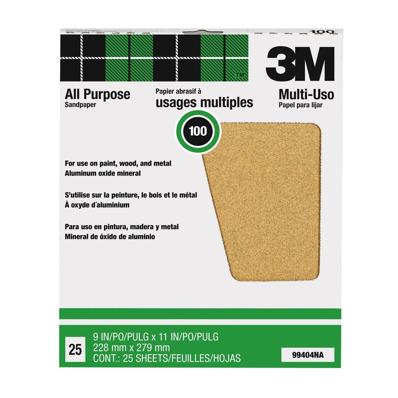 3M Pro-Pak Aluminum Oxide Paint and Rust Removal Sandpaper, 9 in. x 11 in., 100 Grit, 25-Sheets - Image 4