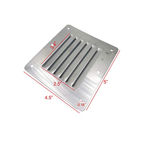 Douzime Boat Cabin Vents Louver Grill Cover Ventilation Louver 4-1/2" X 5" 316 Stainless Steel Stamped Air Venting Panel Cover 2 Pack - Image 3