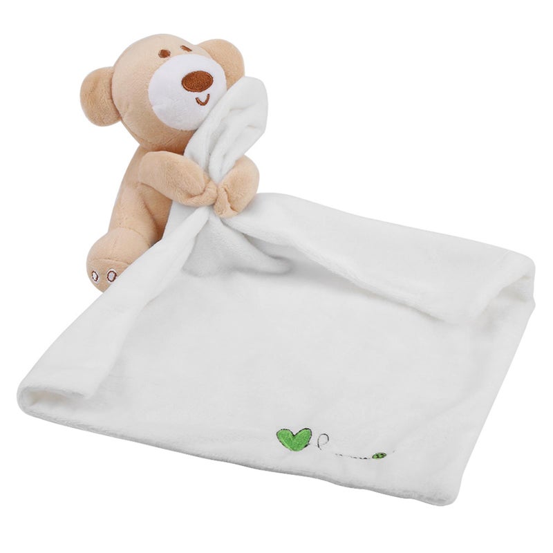 Baby Security Blanket: White Plush Fabric - Soft Skin-friendly Soother With Bear Companion for Newborns, Infant Sleep & Baby Gifting - Image 1