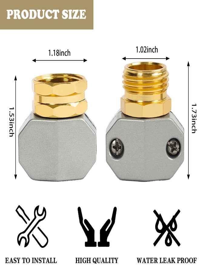 Hourleey Garden Hose Repair Kit, 2 Sets Aluminum Alloy Garden Hose End Mender, Male and Female Water Hose Repair Fittings, Fit 5/8" and 3/4" Garden Hose Connector - Image 3