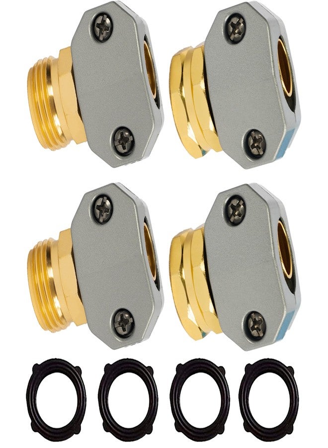 Hourleey Garden Hose Repair Kit, 2 Sets Aluminum Alloy Garden Hose End Mender, Male and Female Water Hose Repair Fittings, Fit 5/8" and 3/4" Garden Hose Connector - Image 1
