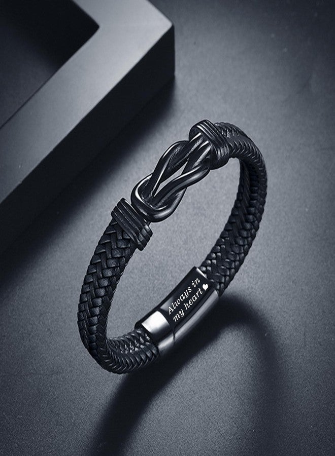 YOUFENG Urn Bracelet for Human Ashes Leather Cremation Knot Bracelet Stainless Steel Keepsake Cuff Bangle Jewelry for Men - Image 4