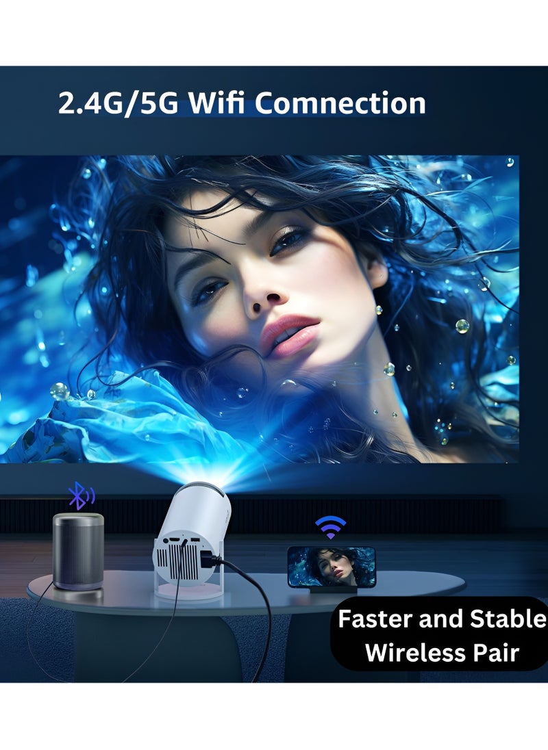Houmt Mini Projector with WIFI and Bluetooth 1080P Smart Projector Built-in Android TV 11.0, 10000 Lumen, Auto Keystone 4K Supported, 180 Degree Rotation, 40"-130" Screen Video Projector  - Image 3