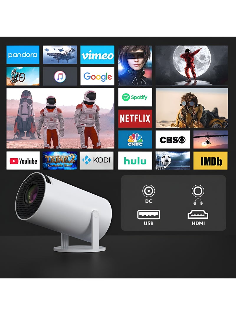 Houmt Mini Projector with WIFI and Bluetooth 1080P Smart Projector Built-in Android TV 11.0, 10000 Lumen, Auto Keystone 4K Supported, 180 Degree Rotation, 40"-130" Screen Video Projector  - Image 4