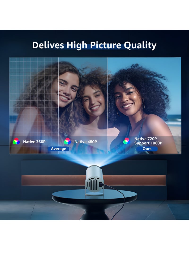 Houmt - Mini Projector with WIFI and Bluetooth 1080P Smart Projector Built-in Android TV 11.0, 10000 Lumen, Auto Keystone 4K Supported, 180 Degree Rotation, 40"-130" Screen Video Projector - Image 1