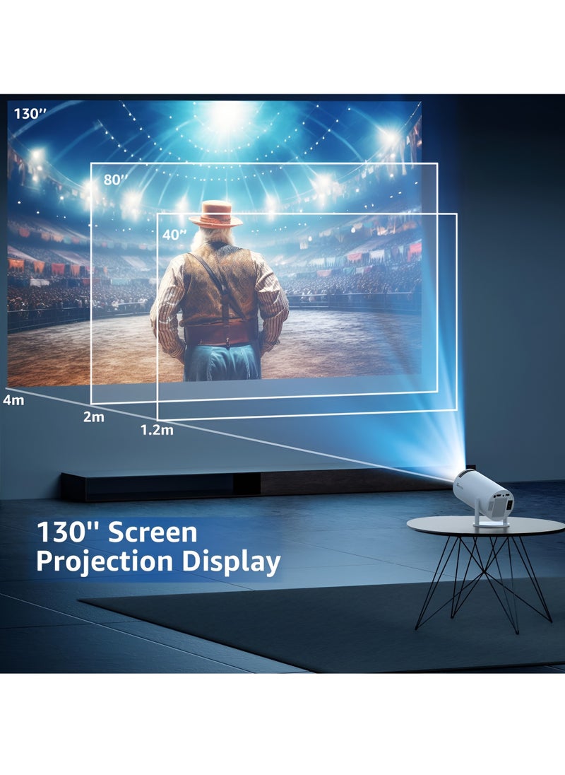 Houmt Mini Projector with WIFI and Bluetooth 1080P Smart Projector Built-in Android TV 11.0, 10000 Lumen, Auto Keystone 4K Supported, 180 Degree Rotation, 40"-130" Screen Video Projector  - Image 2