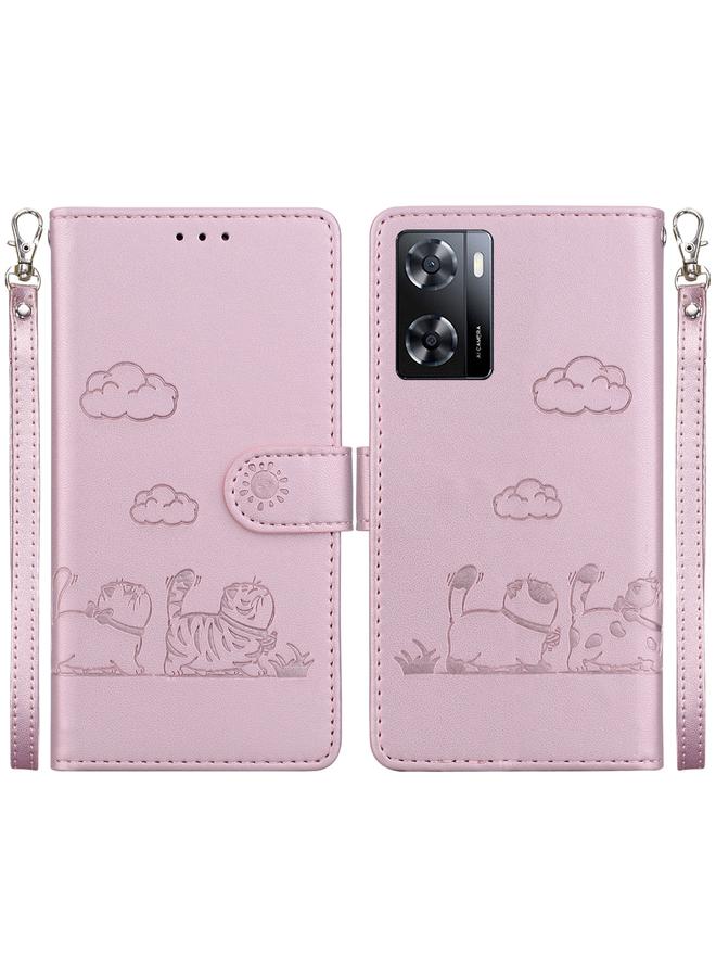 S-TOP Case For OPPO A57 5G / A77 5G Cute Cats RFID Leather Phone Case - Image 1