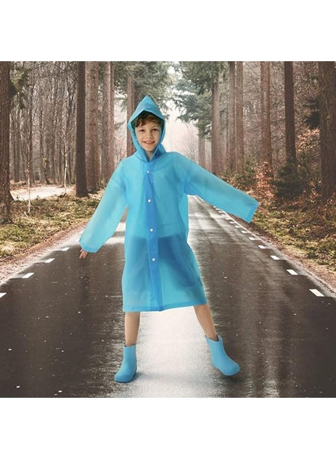 Bukela Children’s Raincoat – Blue + Purple, 2 Colors, EVA Waterproof Poncho with Hood, for Kids - Image 5