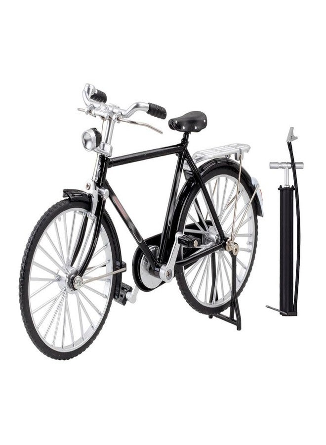 Levemolo Retro Bicycle Model Miniature Metal Bike Figurine with Air Pump Vintage Decorative Bike Model for Home Office Shelf Tabletop Display - Image 1