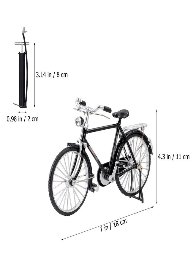 Levemolo Retro Bicycle Model Miniature Metal Bike Figurine with Air Pump Vintage Decorative Bike Model for Home Office Shelf Tabletop Display - Image 2