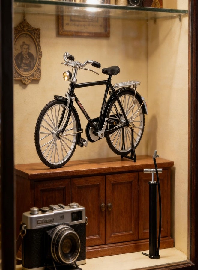 Levemolo Retro Bicycle Model Miniature Metal Bike Figurine with Air Pump Vintage Decorative Bike Model for Home Office Shelf Tabletop Display - Image 4