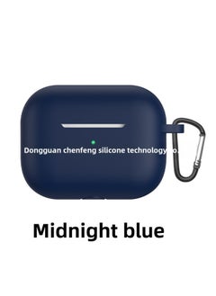 Generic For Airpods Pro Bluetooth Headset Protective Case Apple 3 Generation Earphone Case Thickened Silicone Case Flat Bottom One-Piece-Color:dark Blue Earphone Shell Hook Pearlescent Bag Packaging-Applica  - Image 1