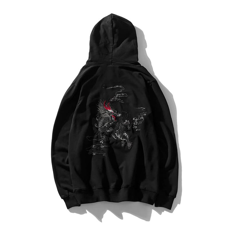 Niepce Inc Streetwear Men's Kirin Embroidered Heavyweight Graphic Hoodies (black-kirin, Medium) - Image 4