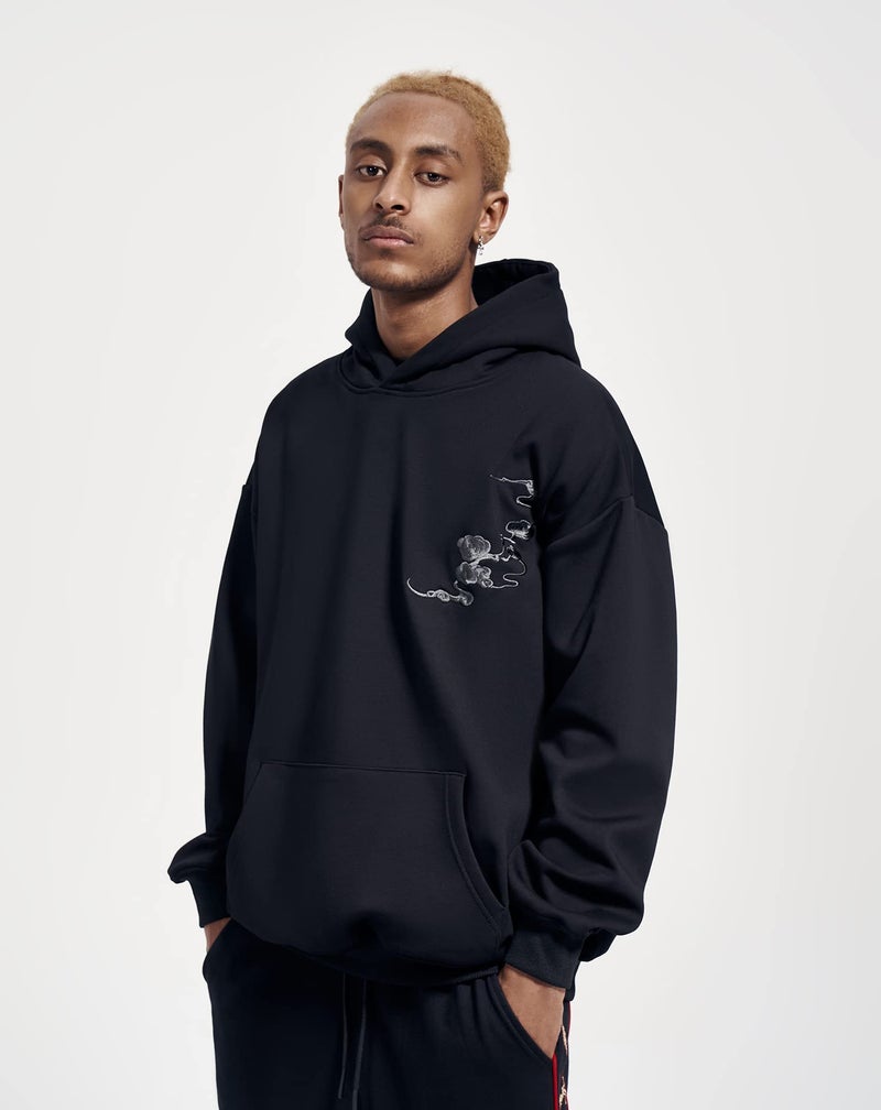 Niepce Inc Streetwear Men's Kirin Embroidered Heavyweight Graphic Hoodies (black-kirin, Medium) - Image 2