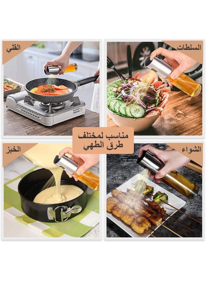 FLUXHOM 2Packs Oil Sprayer for Cooking, 100ml Glass Oil Spray Bottle with 304 Stainless Steel Nozzle, Leak-Proof & BPA-Free perfect for Olive Oil, Avocado Oil, Air Fryer, Salad, BBQ & Roasting – Includes Scale, Funnel & Cleaning Brush - Image 5