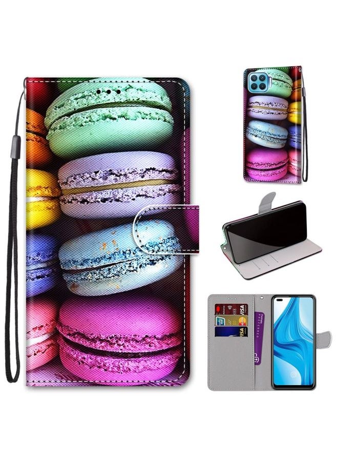 HuHa Case Cover For OPPO F17 Pro / A93 4G / Reno4 Lite / Reno4 F Coloured Drawing Cross Texture Horizontal Flip PU Leather Case with Holder & Card Slots & Wallet & Lanyard Colorful Cakes 